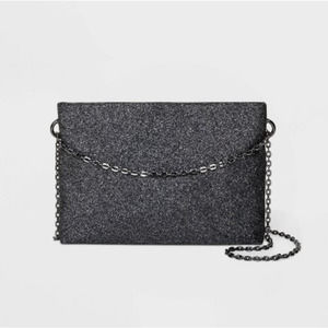 Glitter Party Zip Closure Top Clutch - A New Day Gray - Very Sparkly - NWT